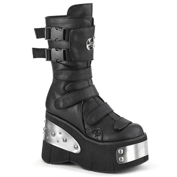 Demonia Shoes - Demonia Kera 108 Metal Plated Black Platform Boots